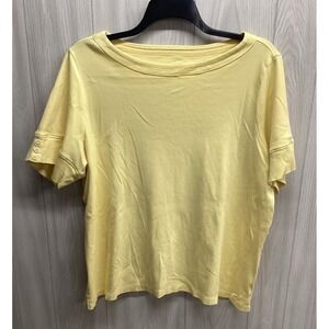 CJ BANKS Women's‎ (Size 3X) Short Sleeve Round Neck T-Shirt Button Accent Cotton